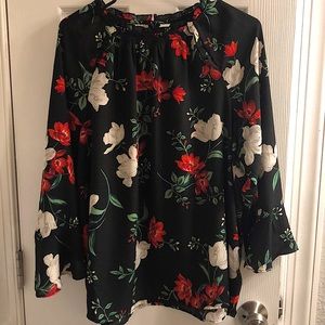 Black floral blouse
